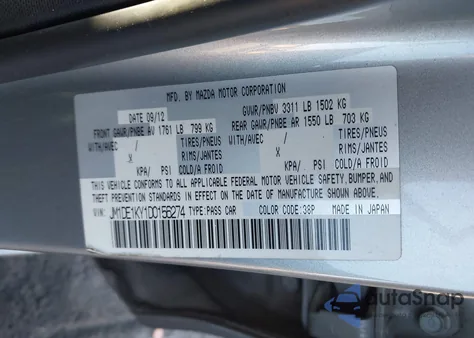 2013 Mazda Mazda2 Sport from USA, damaged, VIN JM1DE1KY1D0156274
